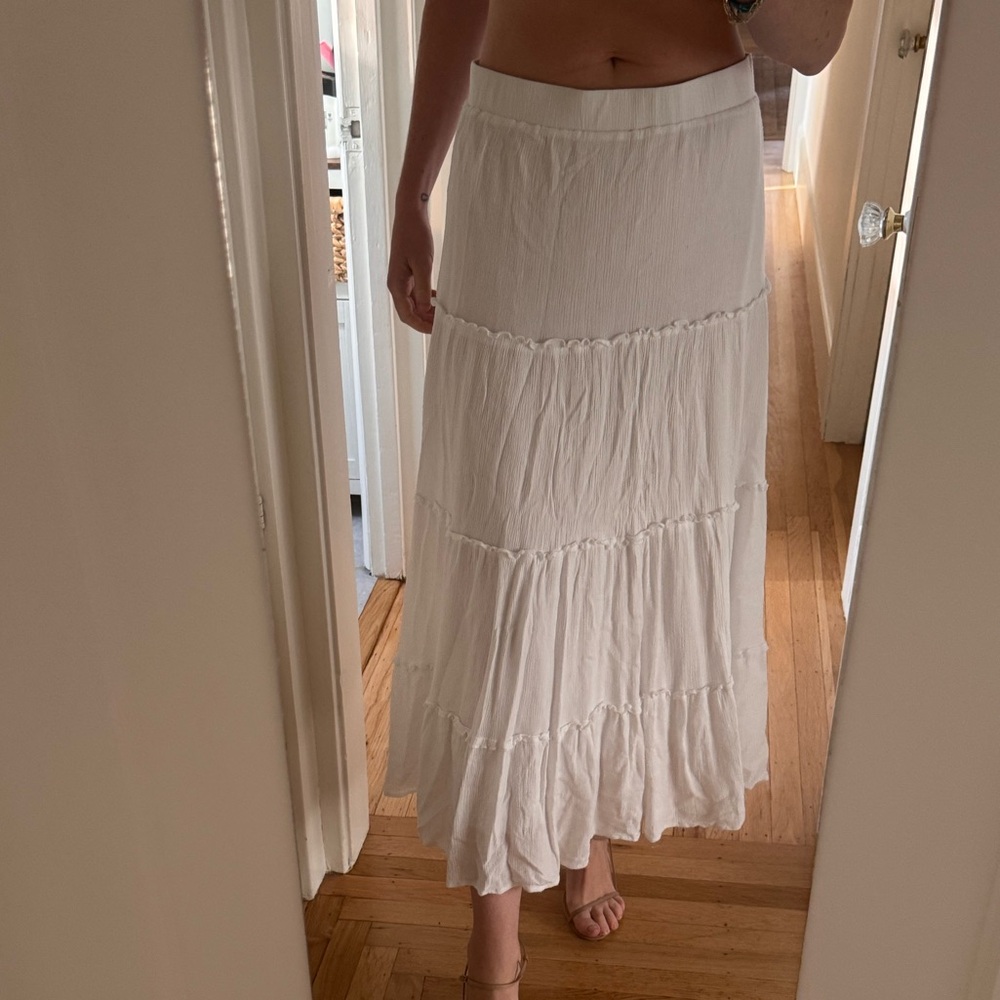 Princess Polly white tiered cotton skirt